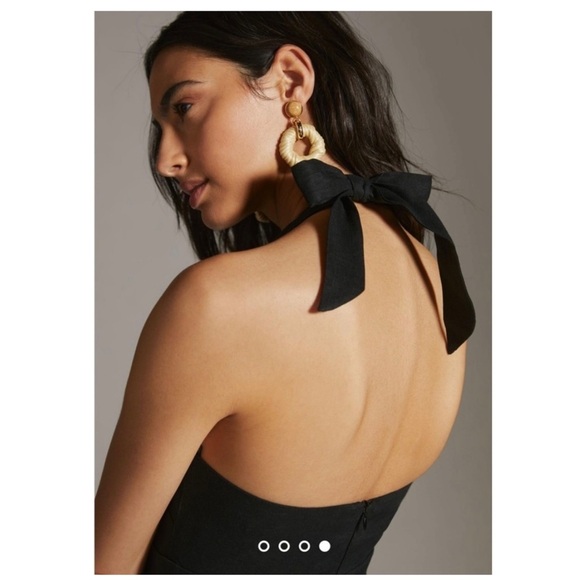 Rumer The Label x Anthropologie Halter Top Linen Wide Leg Freya Jumpsuit Black L - Picture 4 of 12